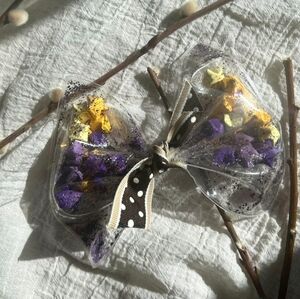 Purple and Yellow Star Bow with Polka Dot Ribbon